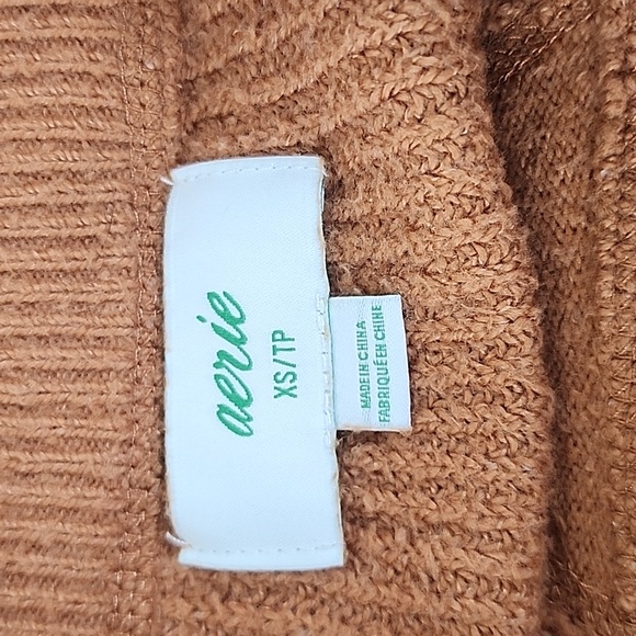 Aerie cocoa brown rust oversized rib knit long sleeve sweater Size XS - Picture 4 of 6
